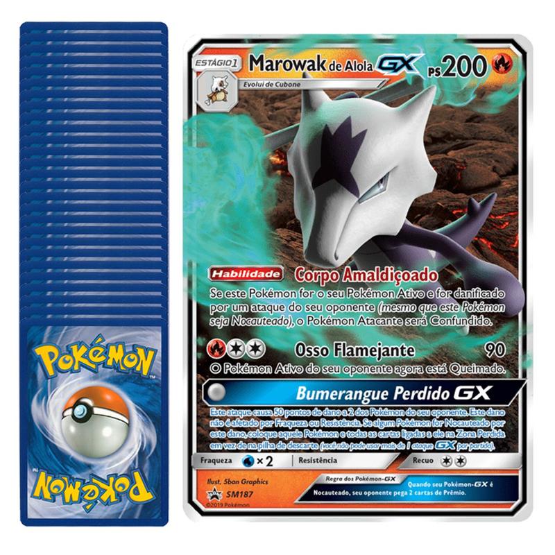 Carta Pokémon Jumbo Brilhante Marowak de Alola GX Foil HP - Deck
